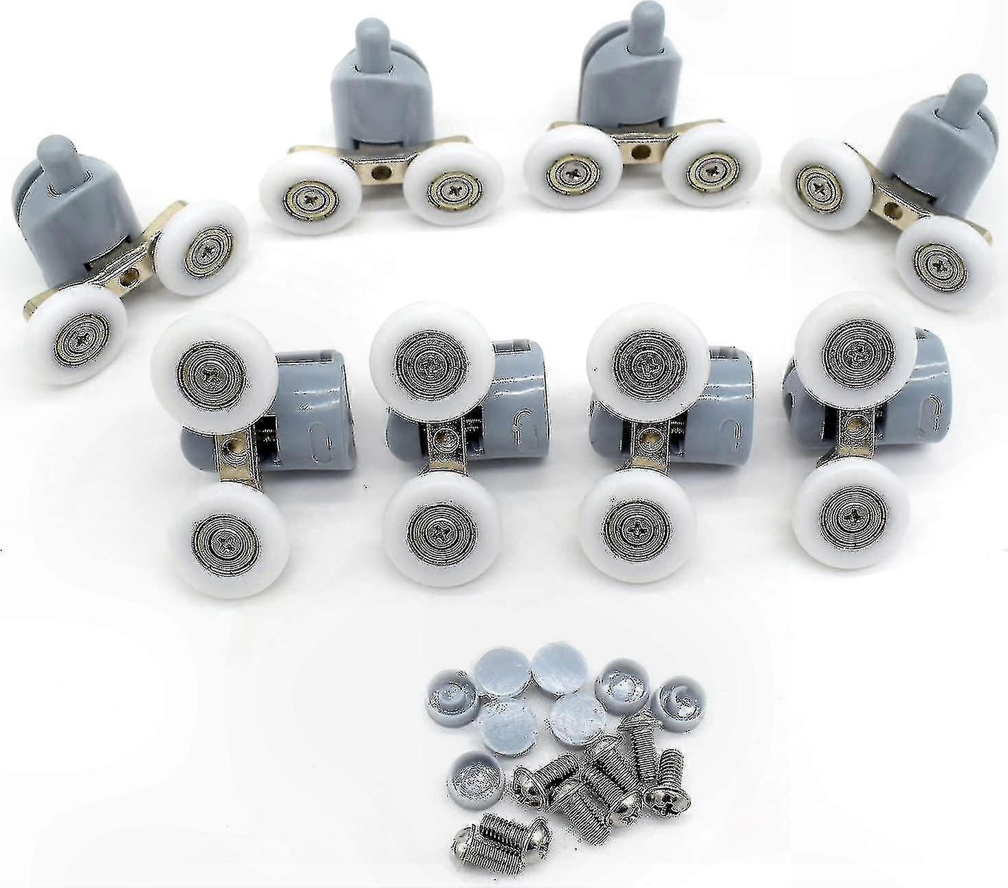 Bathroom Replacement Parts - 8 Pack Double Shower Door Rollers (23mm Diameter)