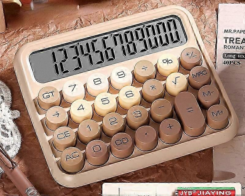 Mechanical Calculator 12 Digit Extra Large 5-Inch LCD Display, Easy to Press Office Calculators Desktop,for Daily ,with Battery