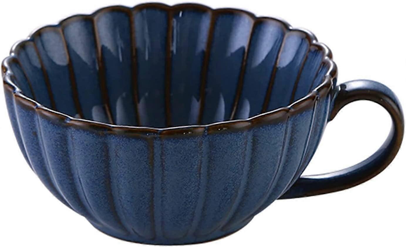 Soup Bowls Ceramic Soup Cups, Small Ceramic Soup Cup, Breakfast Bowl with Handle, Dessert, Microwave and Oven Safe Blue 250ml 9oz (Blue)