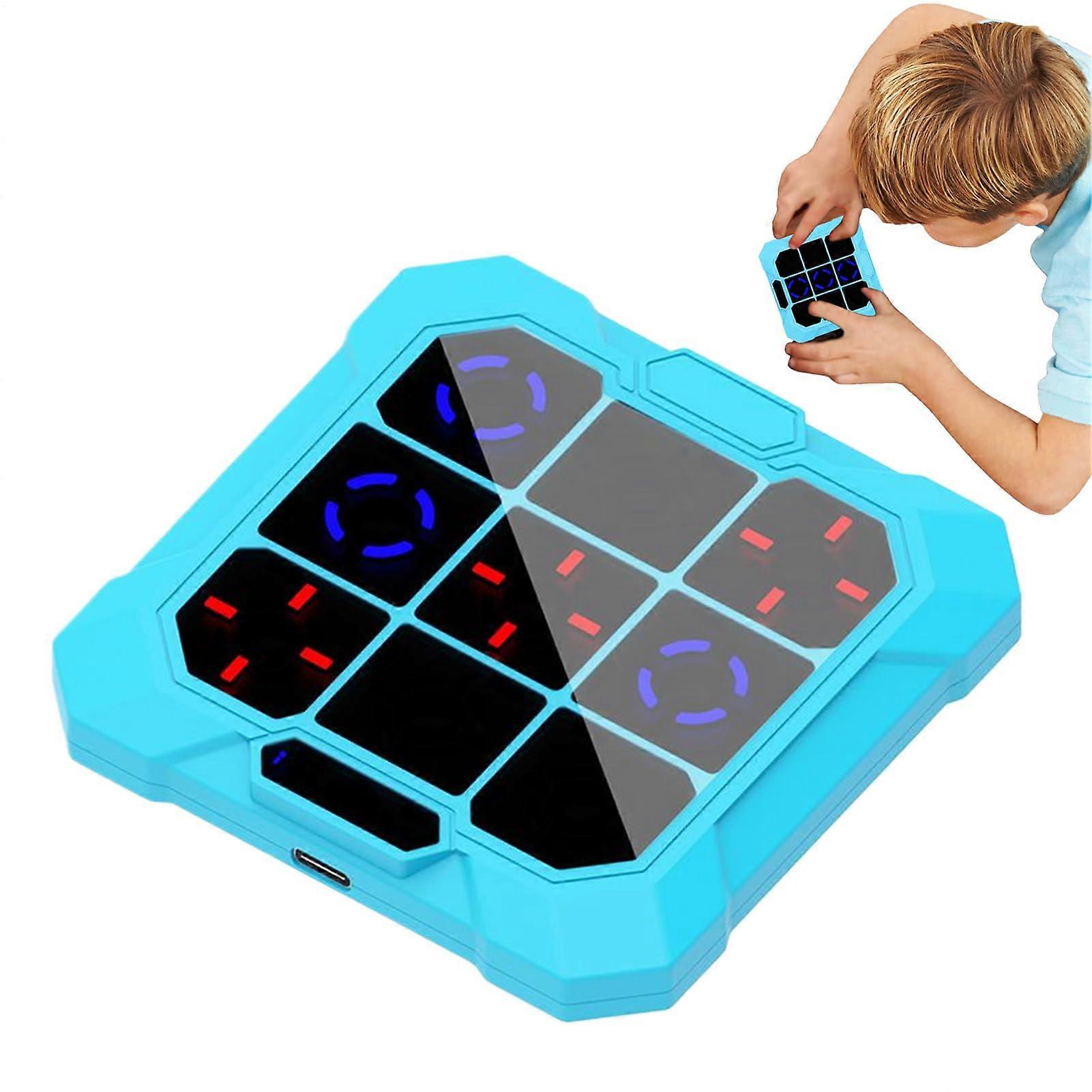 Portable Electronic Puzzle Board Console for Kids | Learning Toy for Travel, Camping, School, and Family Activities in Sea Blue