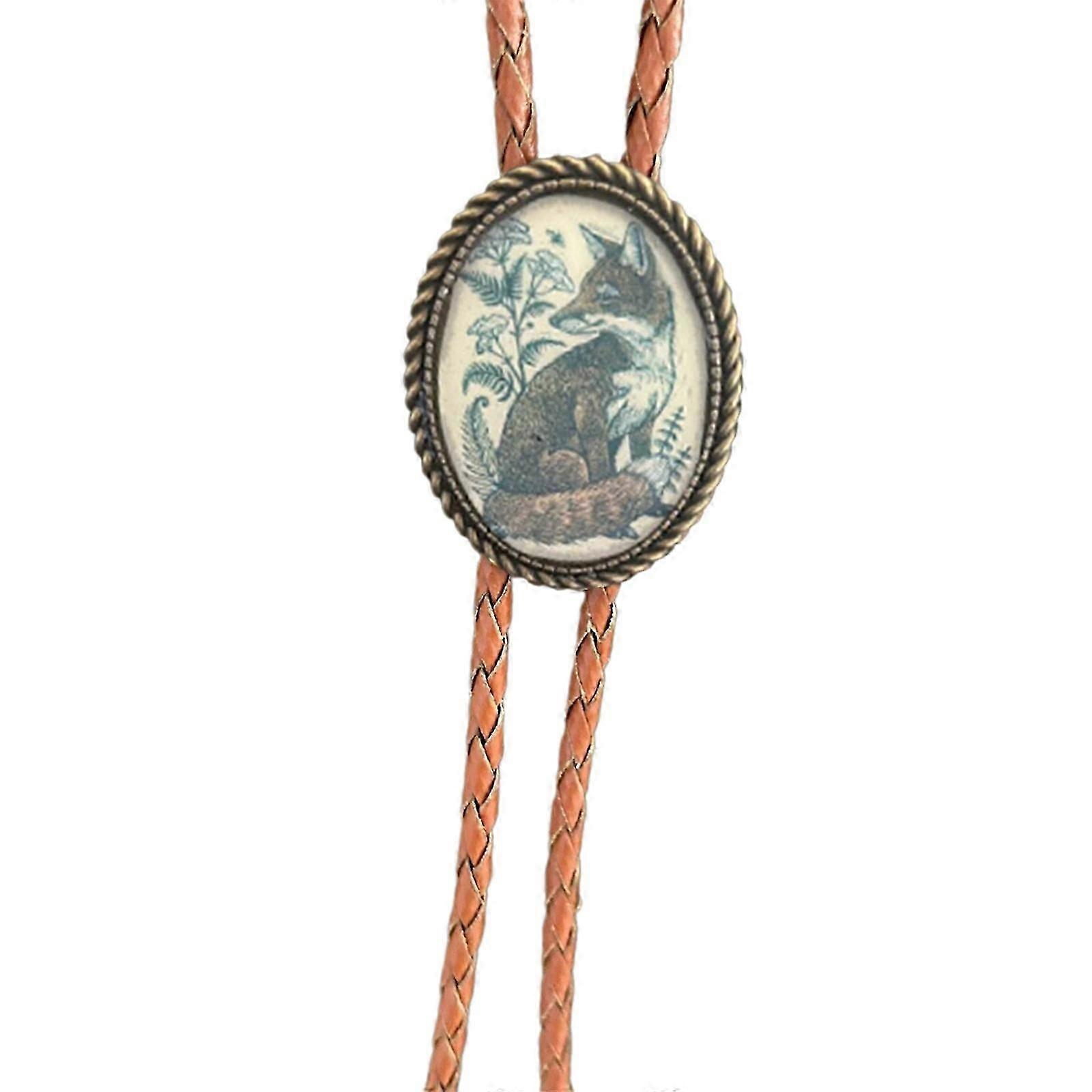 Vintage Bolo Tie Necktie Handmade Banjo Animal Pendant Jewelry Cowboy Artificial Leather Rope Western Necklace for Men