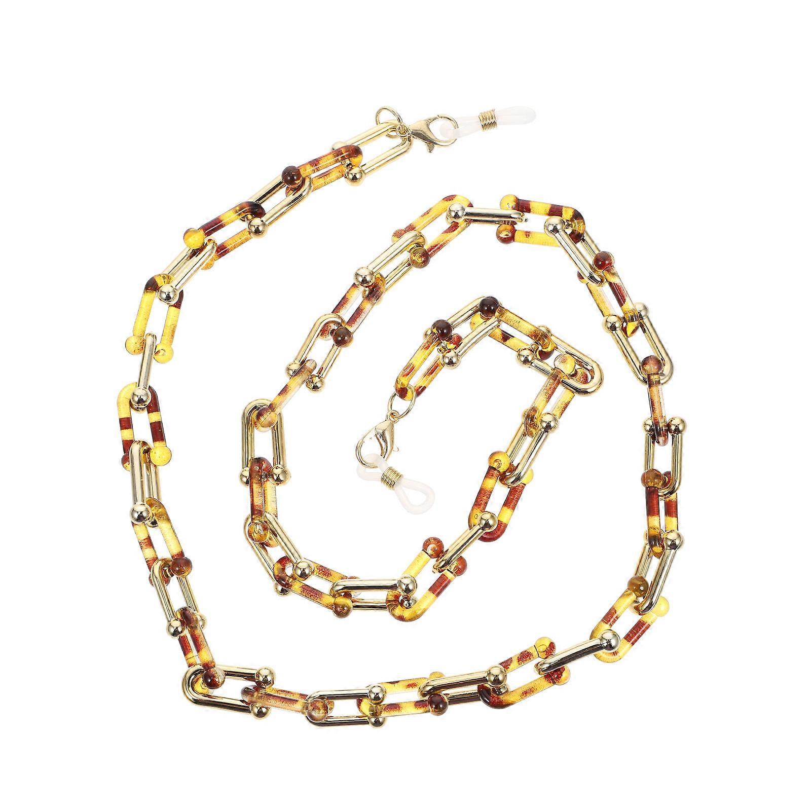 Stylish Glass Chain Decorative Eyeglasses Rope Dual Purpose Mask Strap Coffee 1 Set