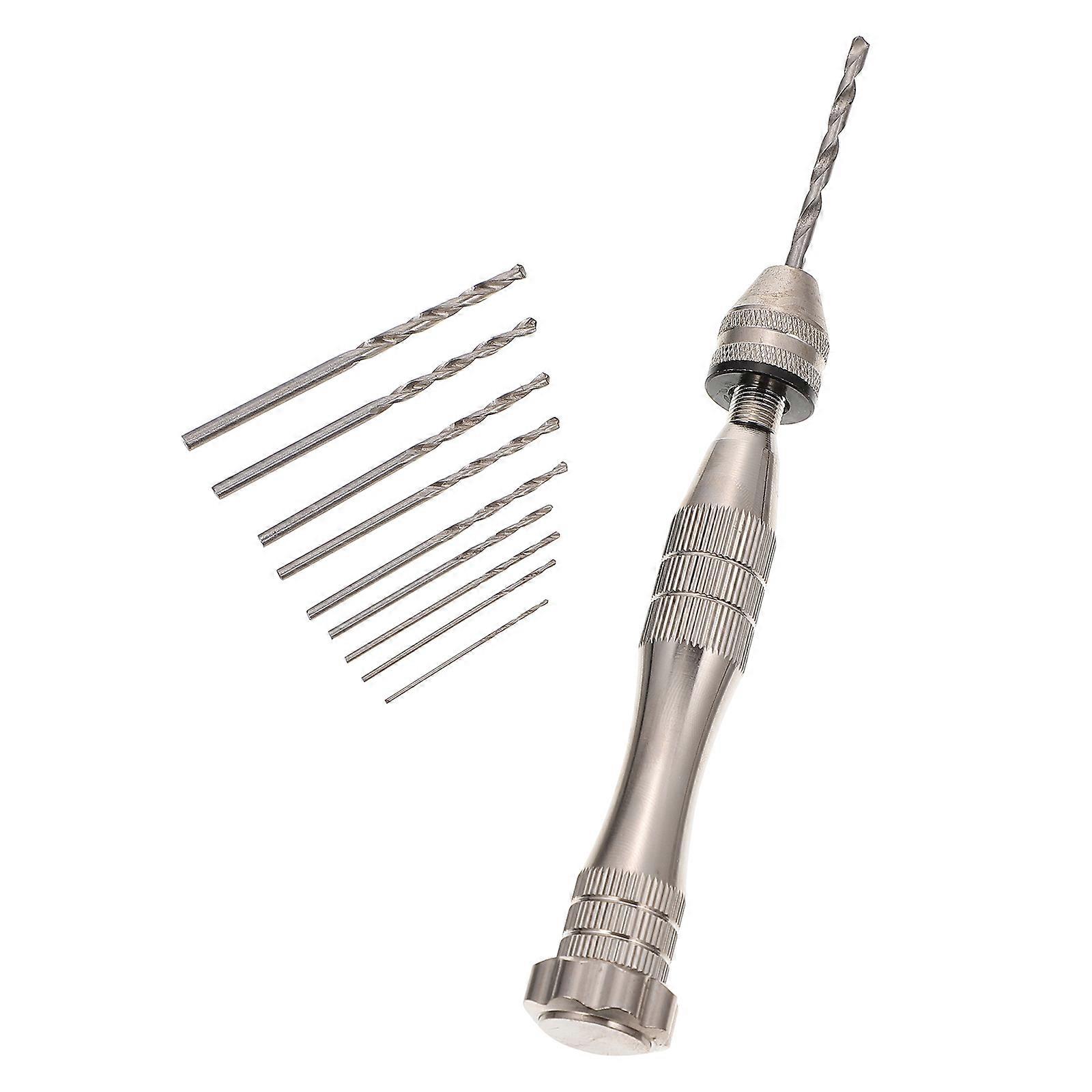 Precision Pin Vise Hand Drill Tool Set with Micro Drill Bits for Woodworking, Crafting, and Model Making – Ergonomic Slip Design, Walnut Amber Finish