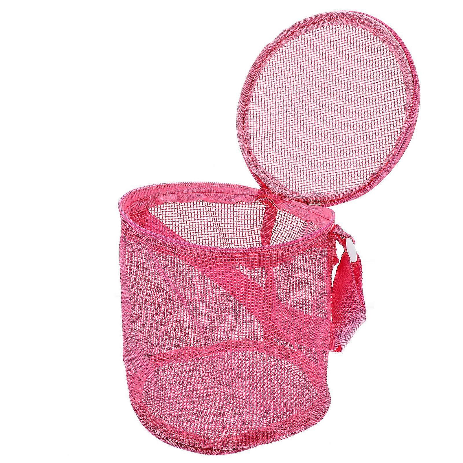 Rosy PVC Mesh Beach Toy Bag for Kids with Large Diameter Easy Access Foldable Storage Bucket 10.5 Inches