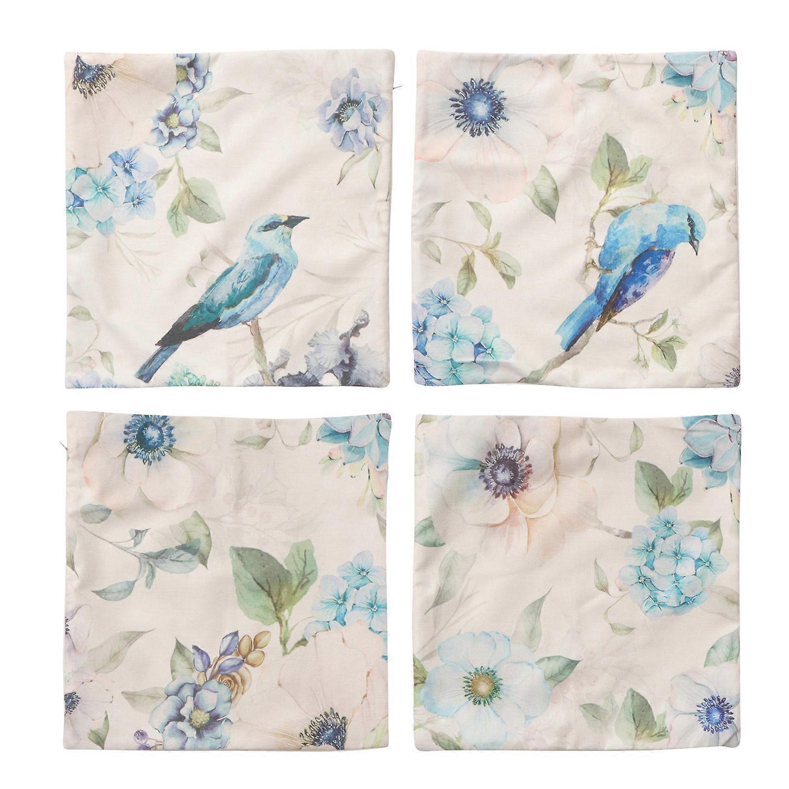 Pillow Cover Set 4Pcs European Pillow Case Decorative Use 45x45cm Blue