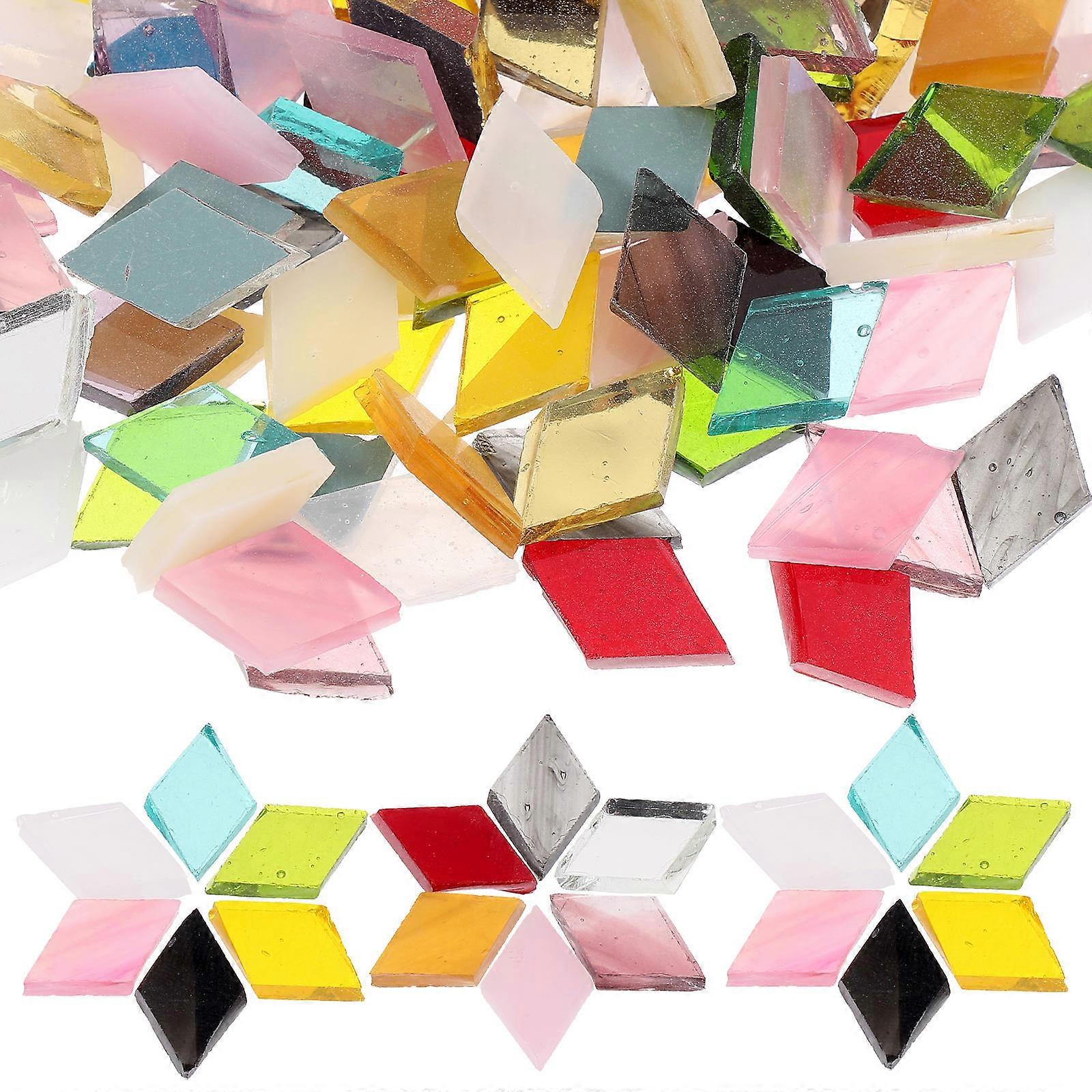 Artistic Glass Pieces for Handicrafts Children 1 Bag 200g Assorted Color Rhombus Mosaic Design DIY Crafts
