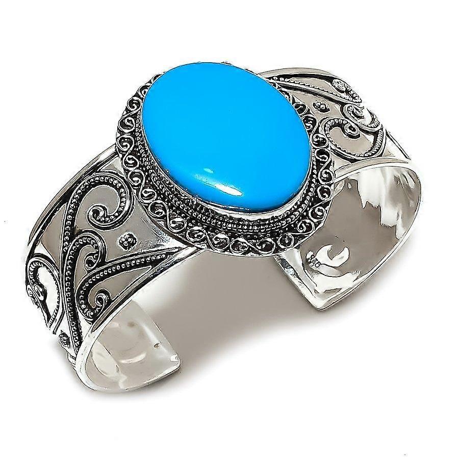 Arizona Turquoise Gemstone 925 Sterling Silver Cuff Bangle Adjustable