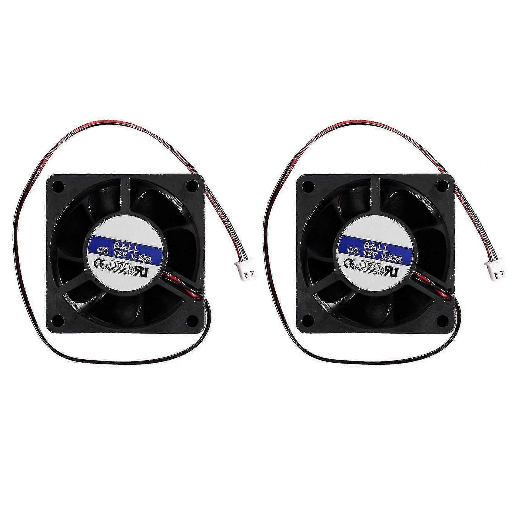 2x 60mm x 25mm DC 12V 0,25A 2-Pin Lüfter für Computergehäuse & CPU-Kühler