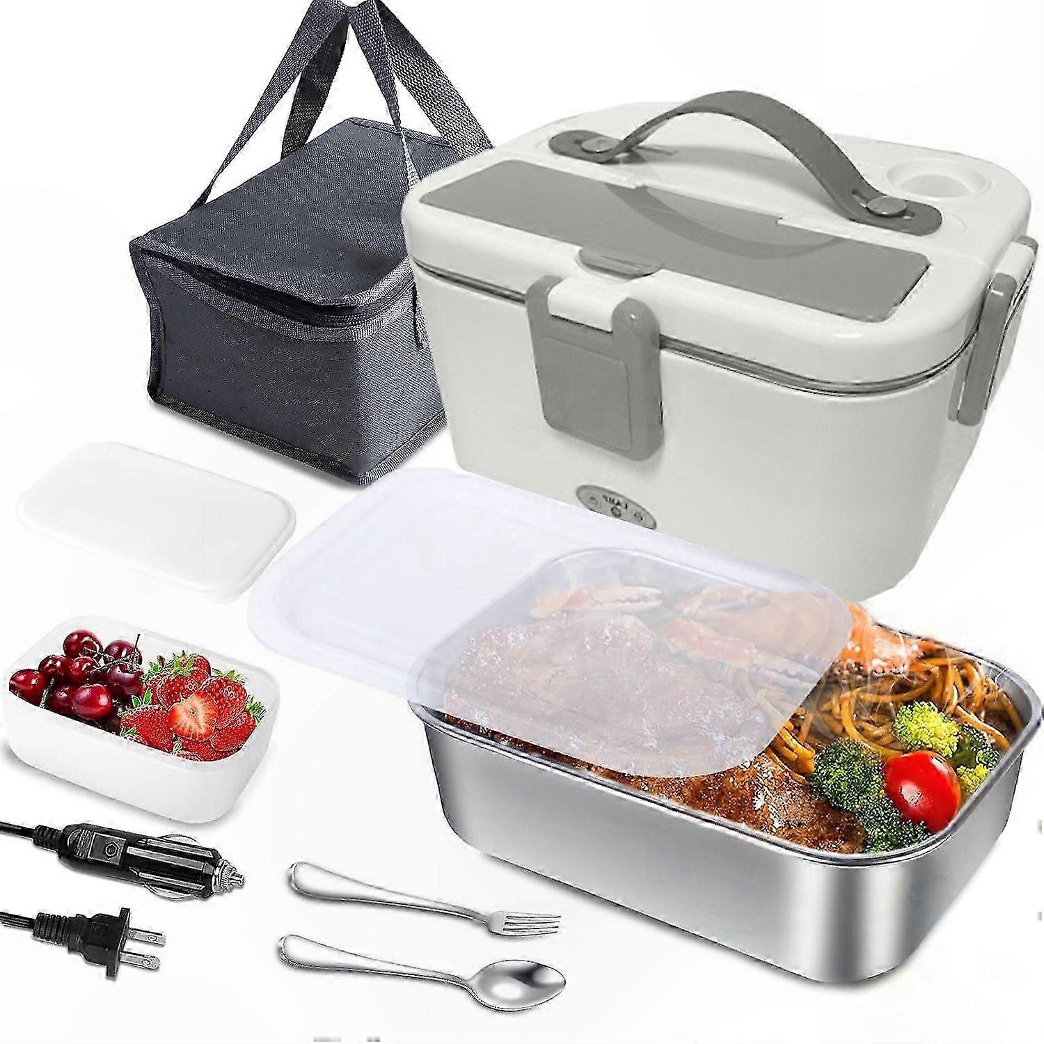 1.8L Multi-Functional Electric Lunch Box with Heating Feature Portable Stainless Steel Food Container Gray