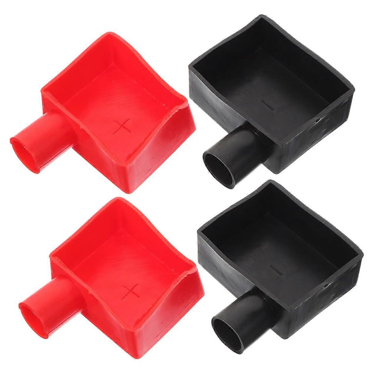 Car Battery Caps, 4 Silicone High Temperature Resistant Protective Covers, Square Design, Compatible with Various Models