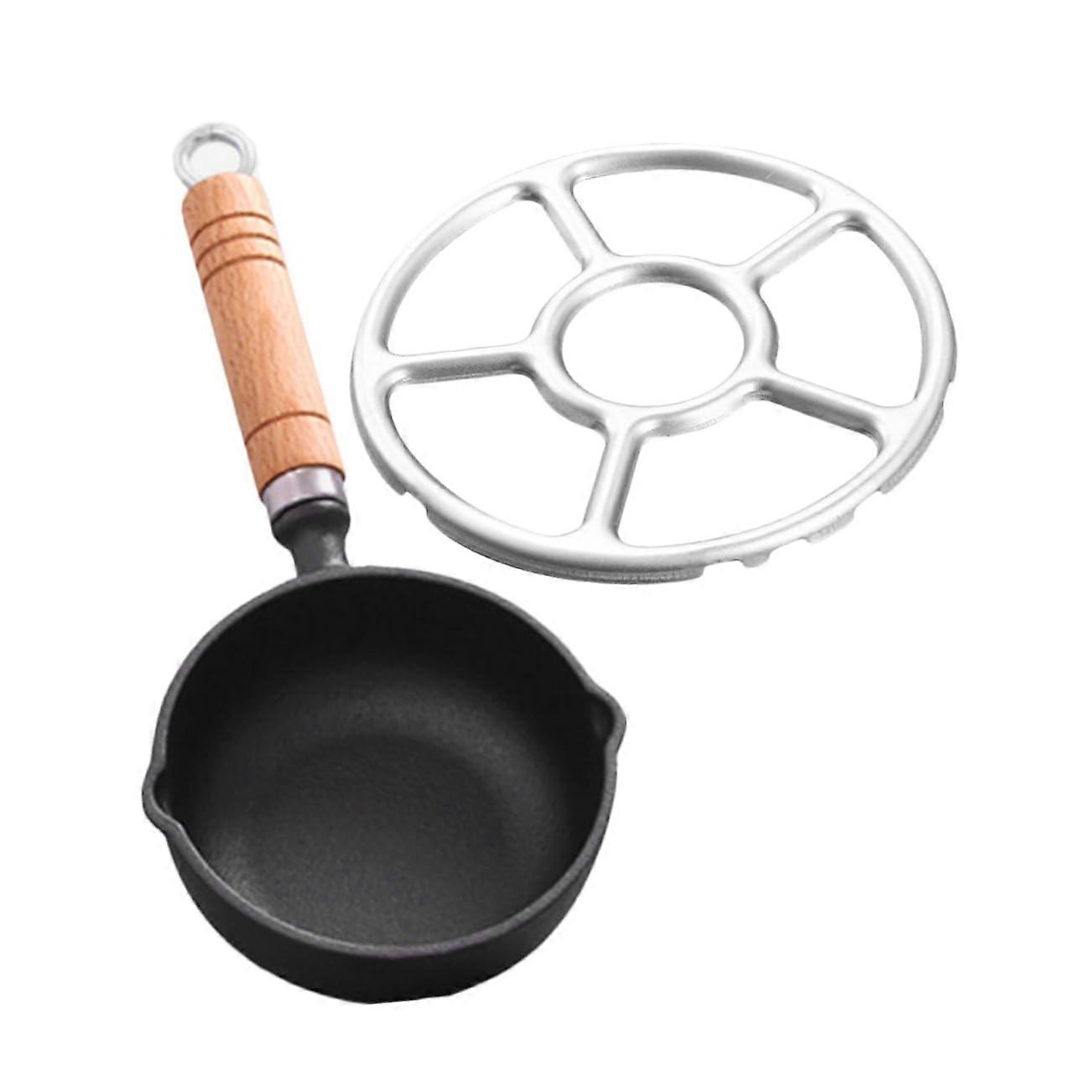 Egg Frying Pan Set Induction Ready NonStick Omelette Pan 2 in 1 Frying Pan Saucepan Wood Handle for Frying Eggs Assorted Color 30.00X13.00X5.00CM