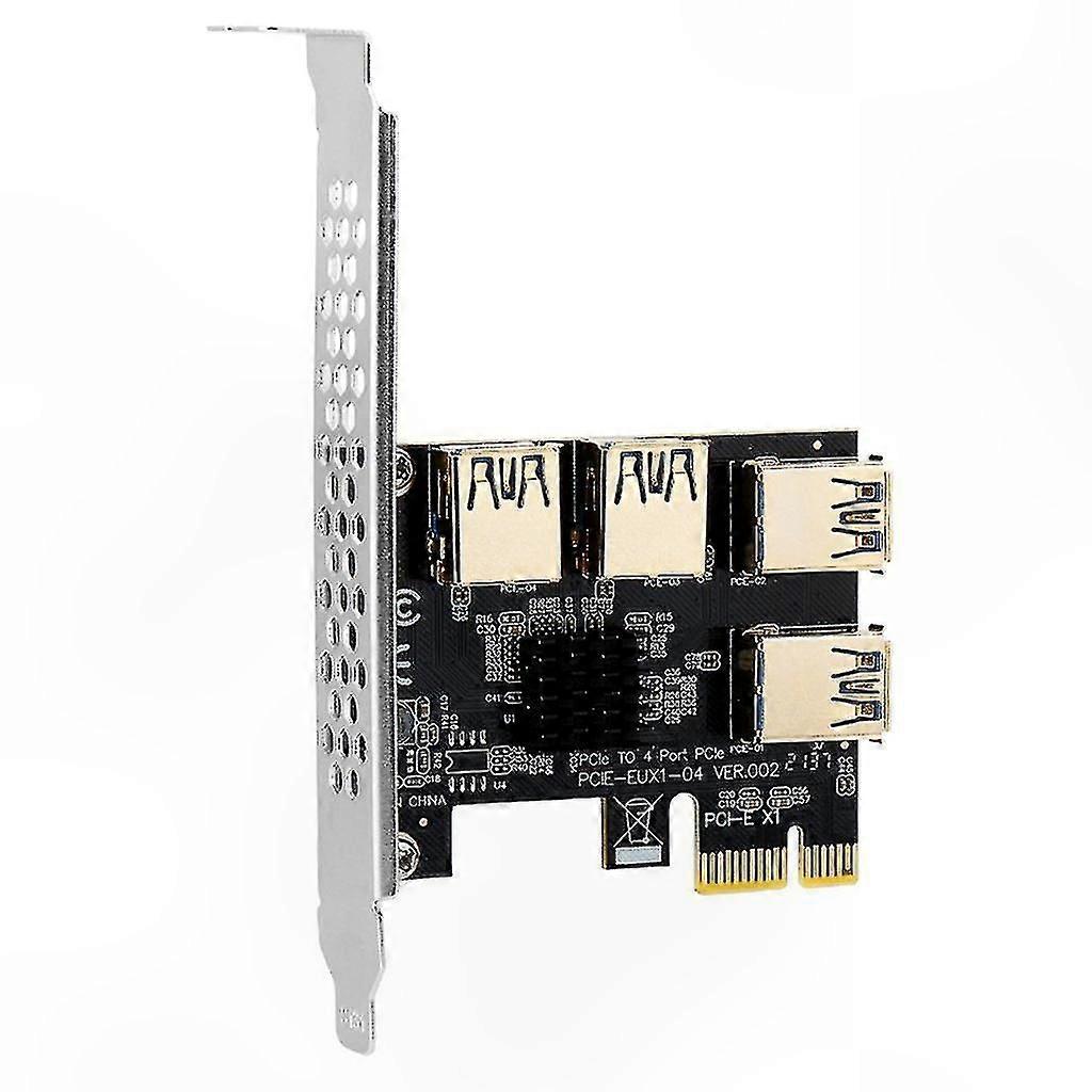 PCI-E Riser Adapter Card 1x to 16x Extension with 4 Ports USB 3.0 Multiplier Support for Mining and Expansion