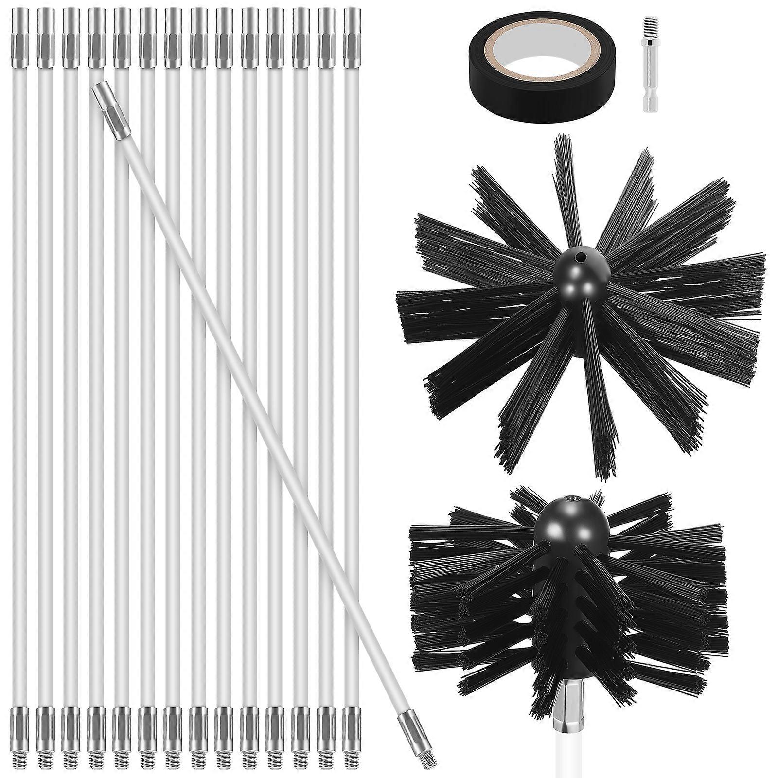 Chimney Cleaning Brush Flexible Stove Pipe Cleaner for Chimneys Ducts Plastic Black with Enhanced Fireplace Efficiency 1Set