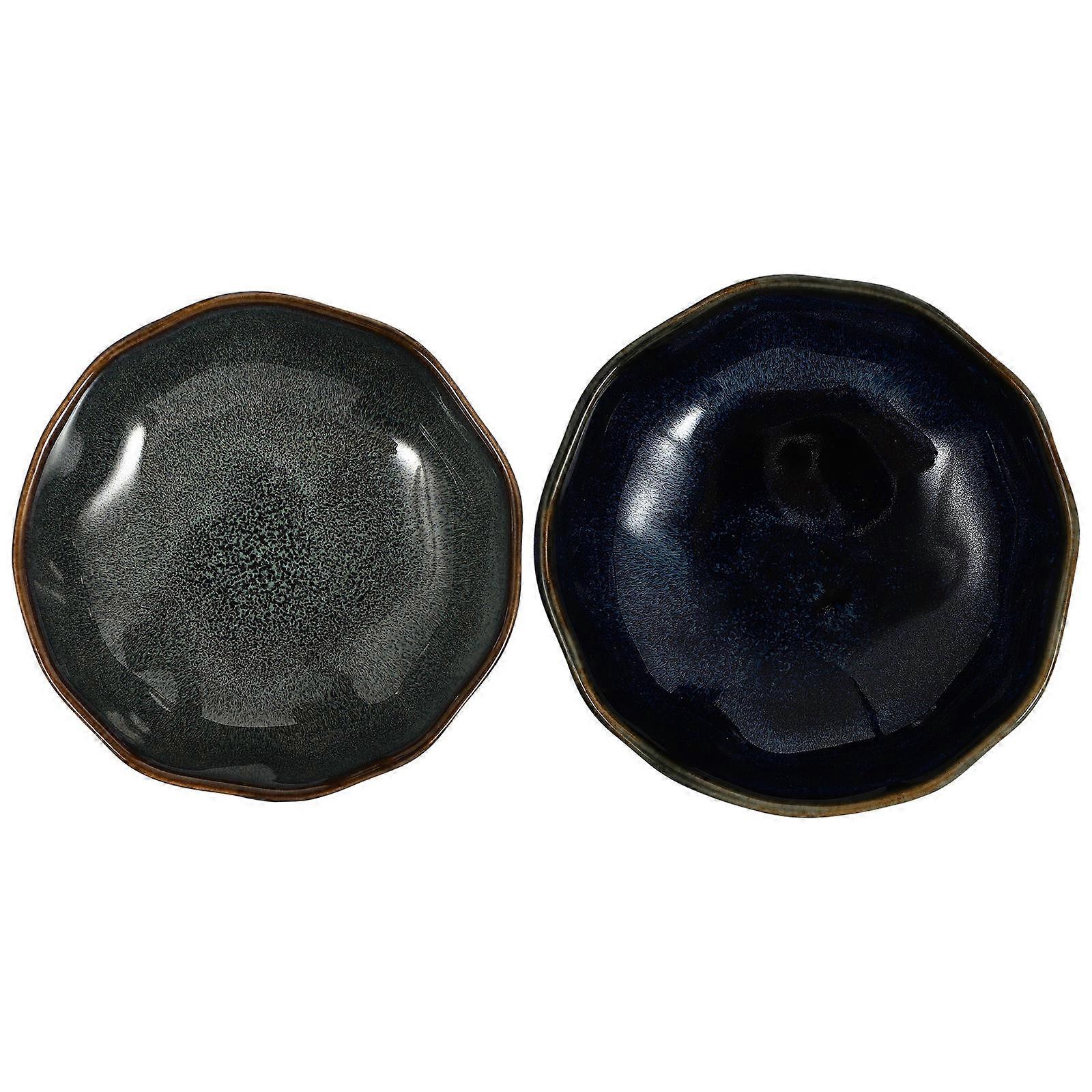 Vinegar Dish Household Tableware Ceramic Dishes Assorted Color Meticulous Craftsmanship 2Pcs