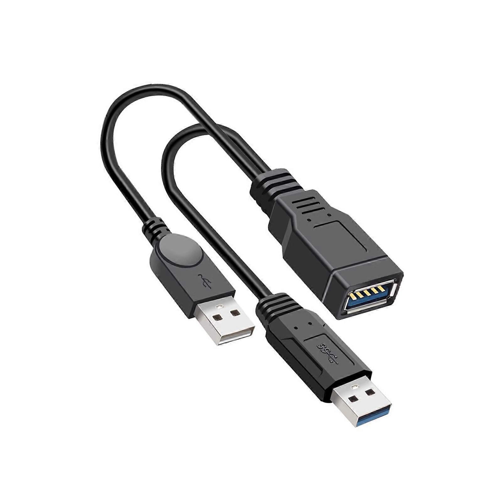 Fast USB3.0 Y Cable Featuring Two USB2.0 Port PVC and Metal Texture for External Devices Requiring Extra Power Supply Multicolor