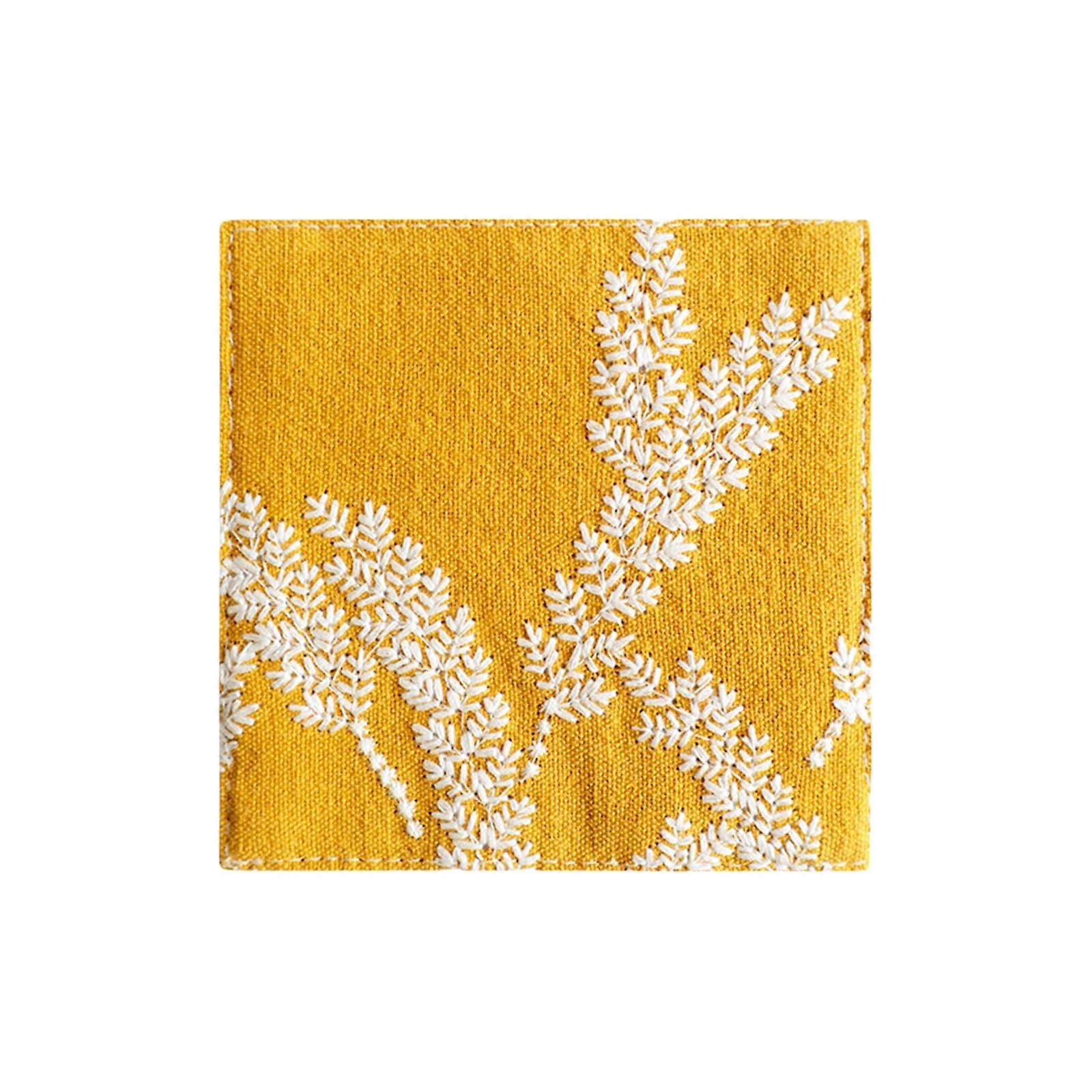 Reversible Cotton Linen Coasters with Intricate Embroidery for Heat Insulation and Practical Use In Homes Ref: 7202