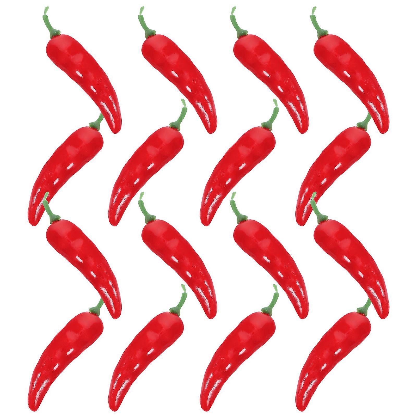 Realistic Artificial Chili Peppers for Decor Made of Foams Red Color Suitable for Showcase 20pcs