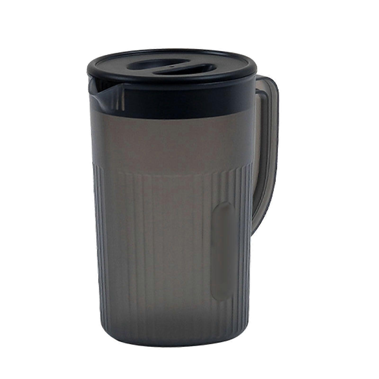 Plastic Pitcher with Lid Large Capacity High Temperature Resistant Cold Water Jug for Juice Tea Black