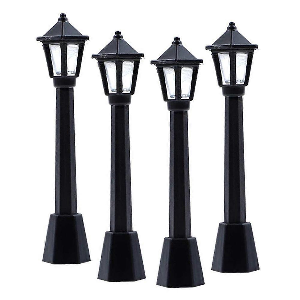 4Pcs Street Post Lights Model Railway Lamp Post Lights Miniature Village Pathway Lantern Post for D