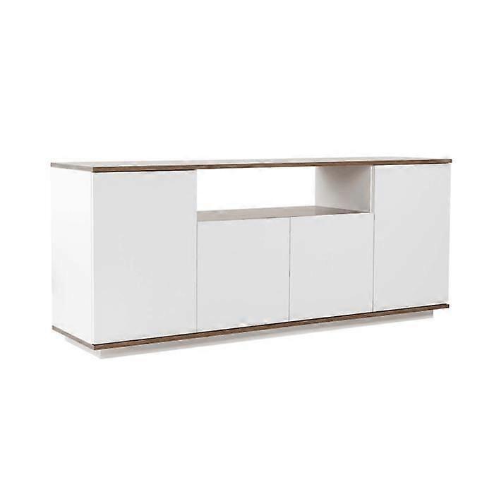 CALICOSY - Buffet mit 4 Türen und 1 Mittelnische L180 cm - ARISTA - Weiß / Nussbaum-Weiß / Nussbaum
