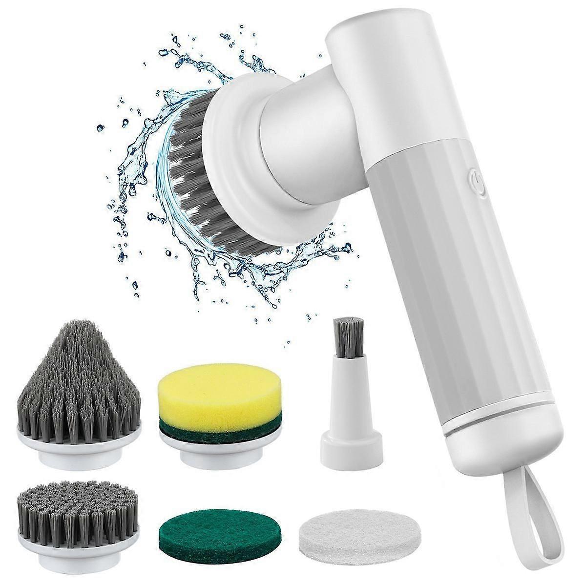Power Scrubber, Upgraded Cordless Electric Spin Scrubber with Short Handle, Cleaning Spin Brush wit