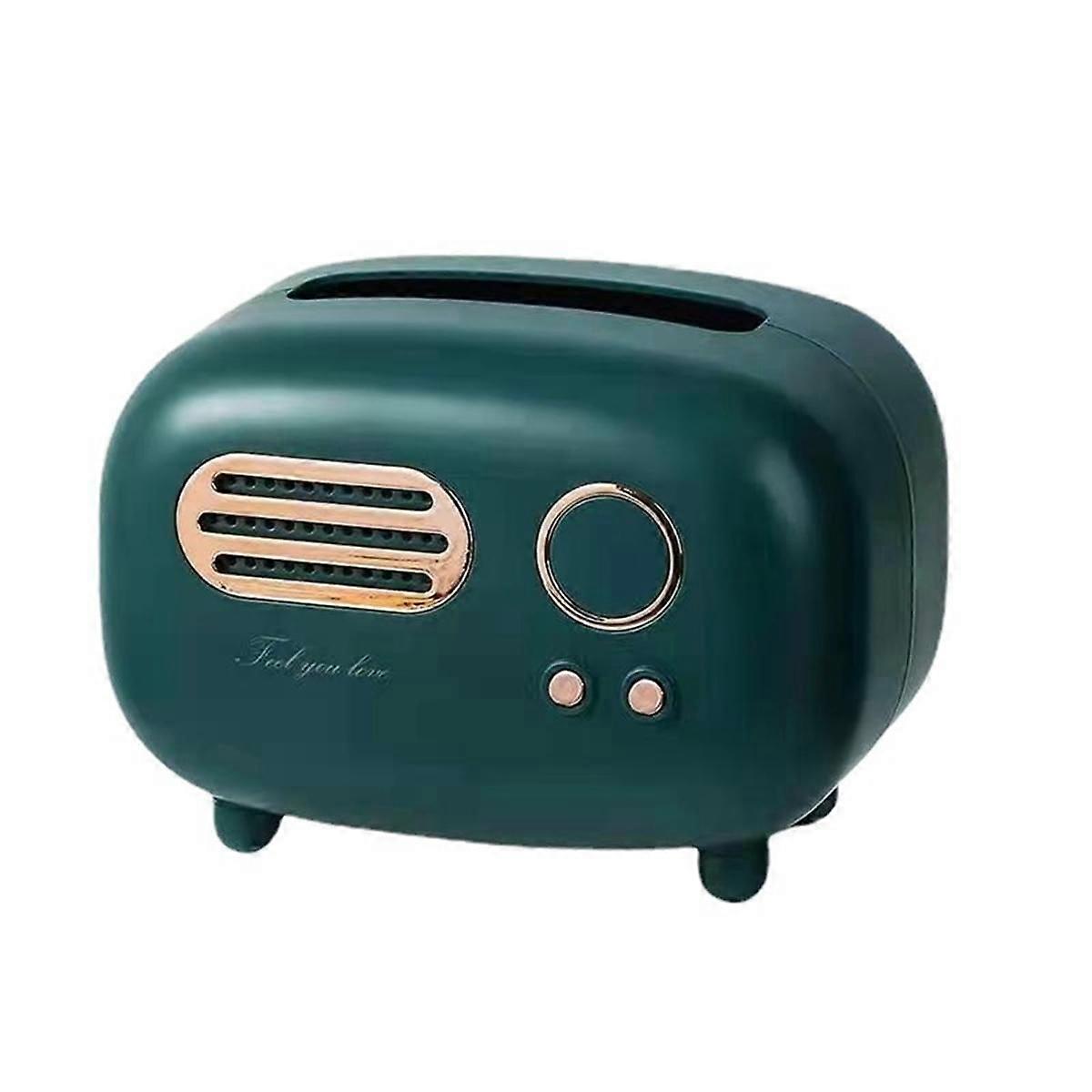 Retro Radio Shape Tissue Cover Box for Kitchen, Bathroom Vanity Countertops, Night Stands, Desks an