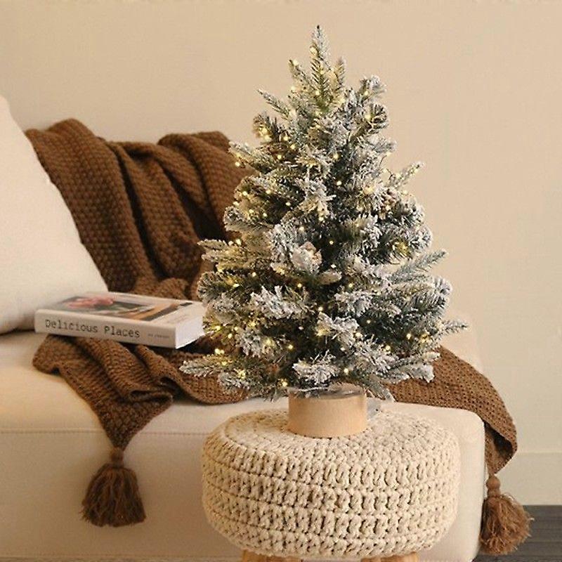 Flocked Christmas Tree Blank Mini Snow Covered DIY Small Desktop Decor