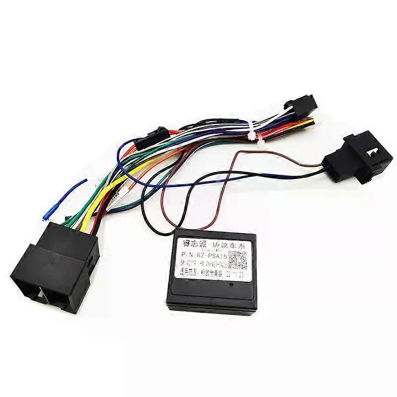 16 Pin to ISO Radio Wiring Harness CAN Bus Decoder Car Android Head Unit Cable Adapter for Peugeot 308 Citroen C4