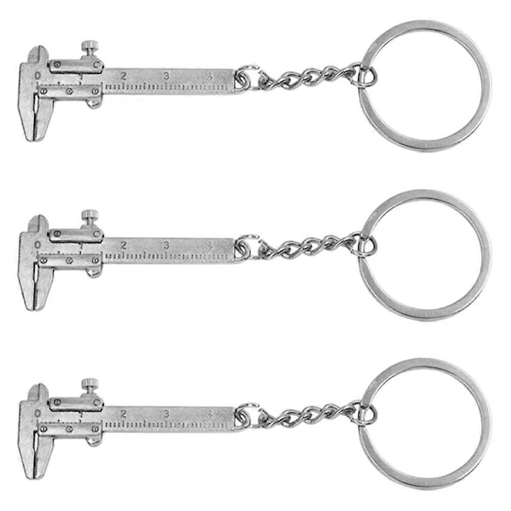 Silver Vernier Caliper Keychain Tool for Precise Measuring 3Pcs Portable