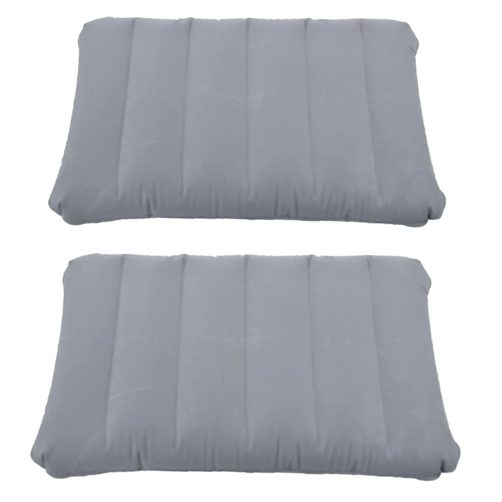 Ultralight Inflatable Camping Pillow Wave - 2-Pack Gray, Small Squared Flocked Fabric, Neck & Lumbar Support