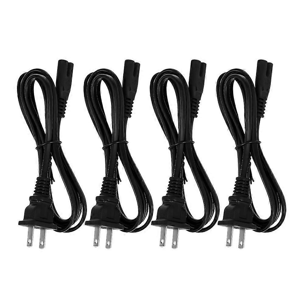 4 Stücke TV-Stromkabel TV-Netzkabel 2-poliges Netzkabel Computer-Netzkabel Drucker-Netzkabel (US-Stecker)
