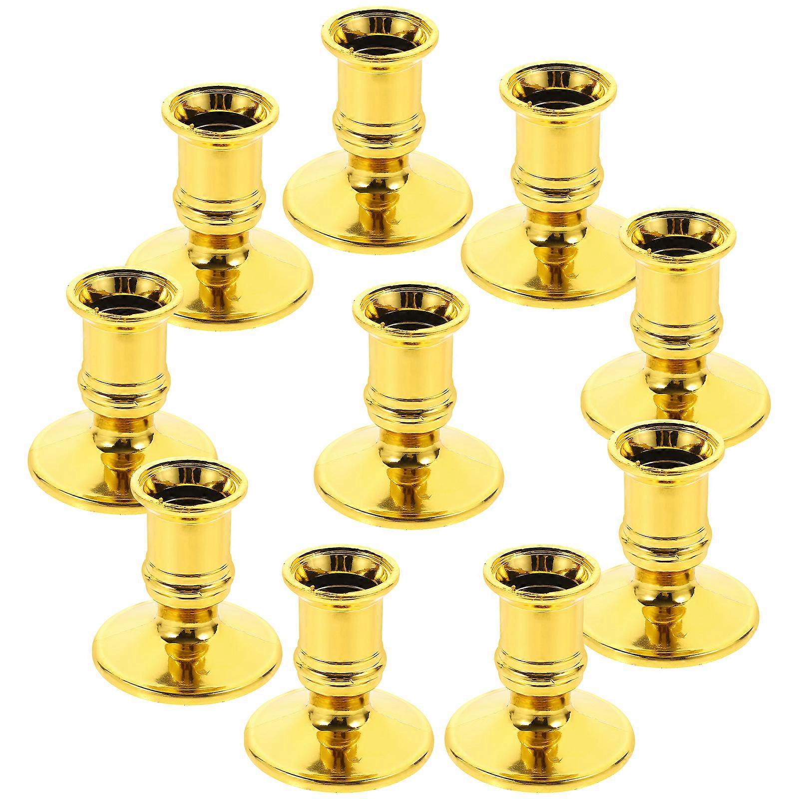 Golden Candle Base Plastic for Desktop Candlestick Holder 100Pcs
