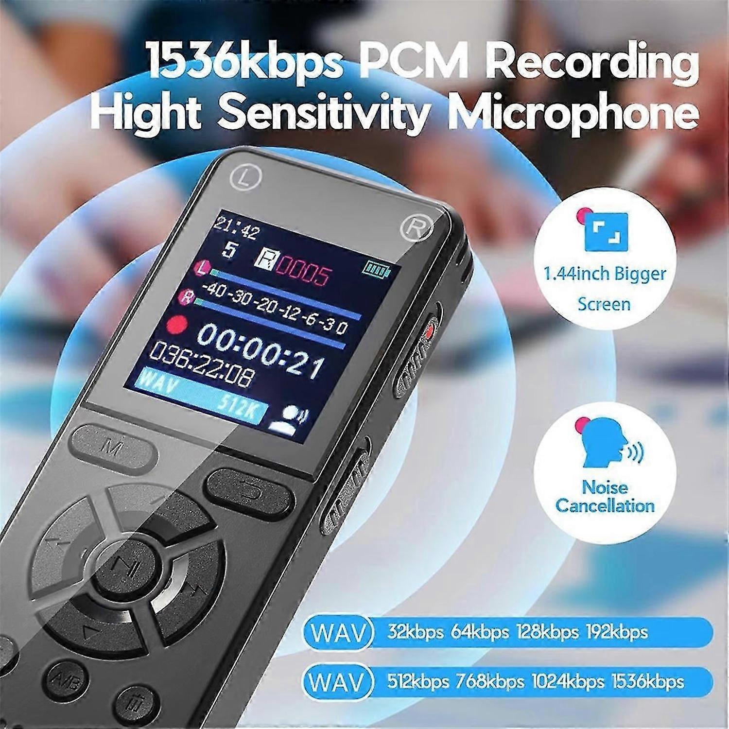 64GB Voice Activated Digital Recorder with Playback