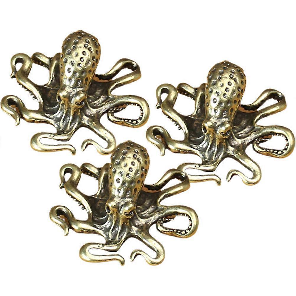 Golden Brass Octopus Statue for Home Decor 9Pcs Small Tea