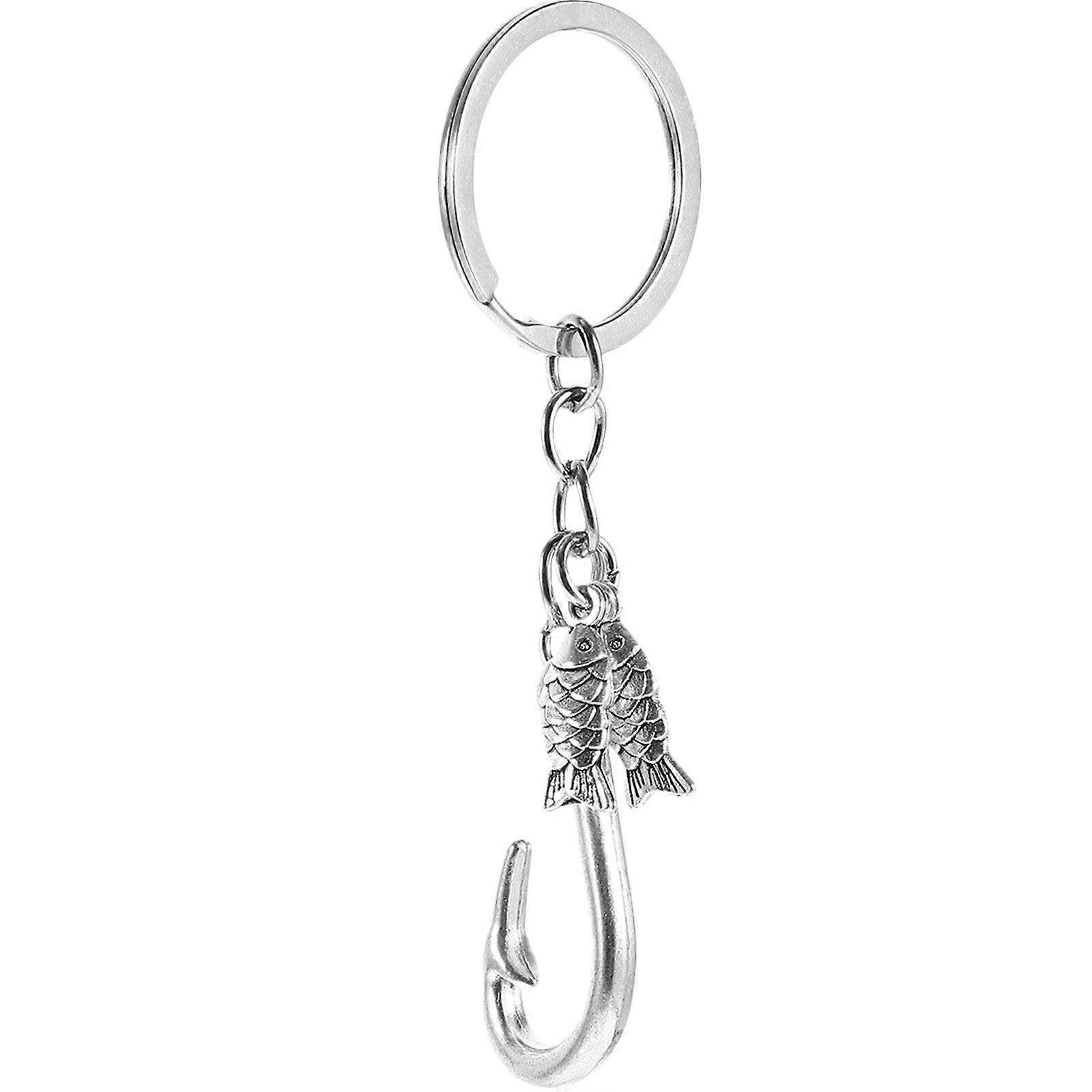 Fishing Fish Hook Keychain with Headphone Case Pendant for Decor