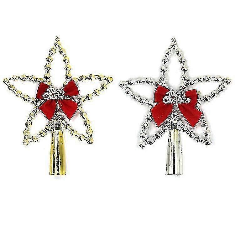 Star Topper Christmas Tree Decoration Treetop Bowknot Star Ornament