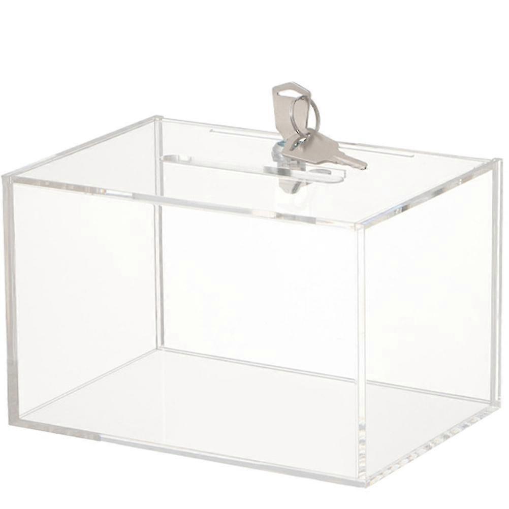 Transparent Acrylic Donation Box with Lock 16x11.5x10cm for Event Collection