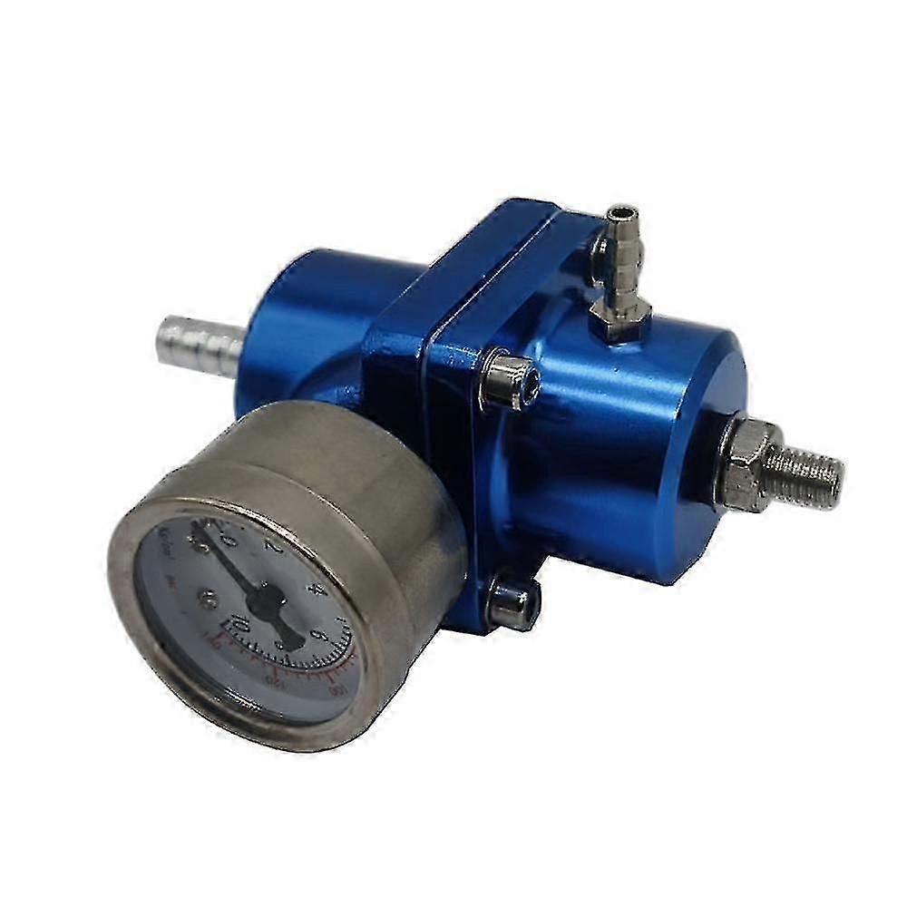 Kryc-fuel Pressure Regulator,0-140 Psi Aluminum Alloy Car Vehicle Adjustable Fuel Pressure Regulator Fpr With Gauge And Mounting Adapter Kit(blue)