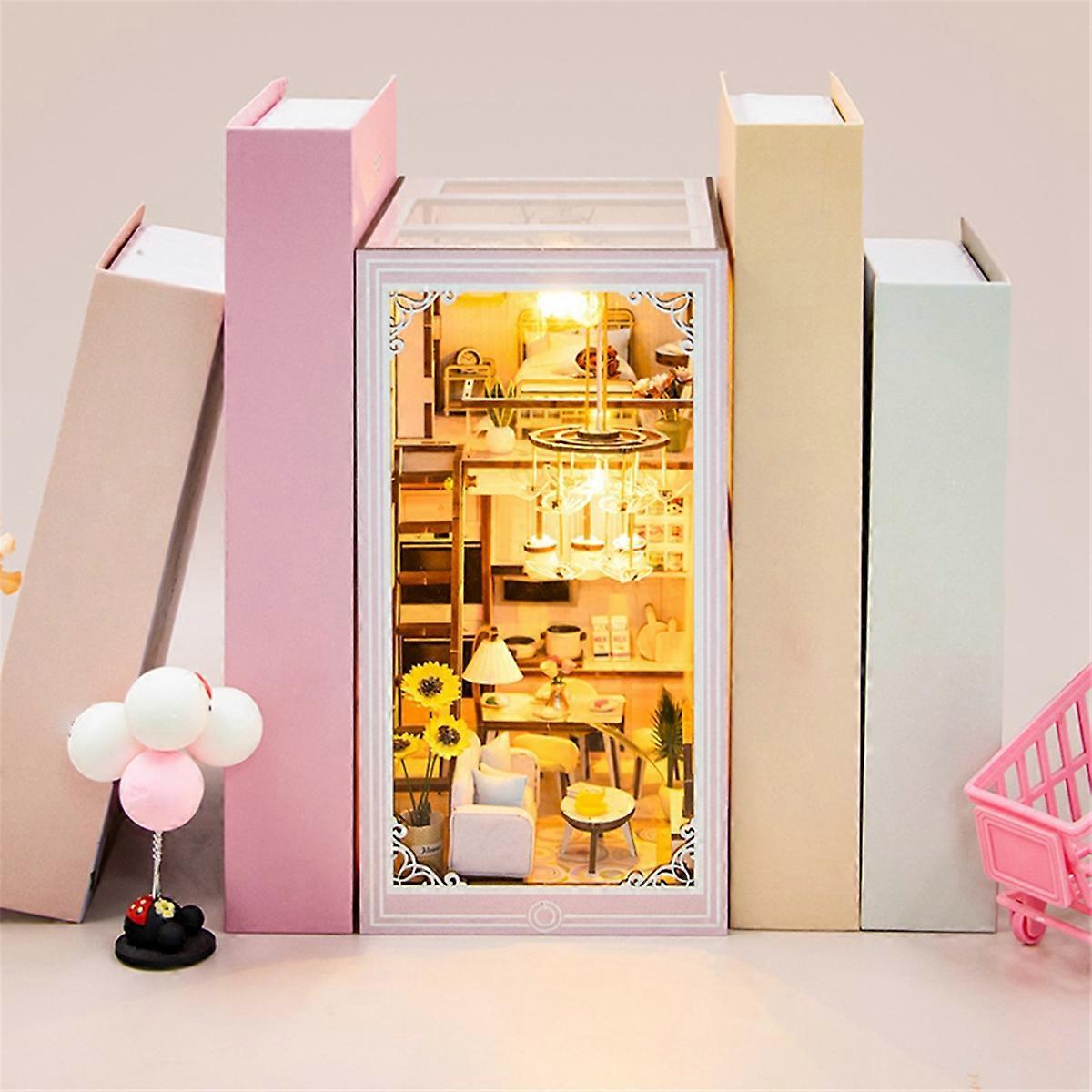 DIY Book Nook Kit Miniature Doll House with LED Light 3D Puzzle Model