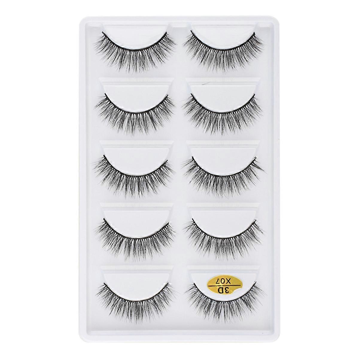 3DX-07 5 Pairs Natural Soft 3D Handmade Fake Eye Lashes Faux