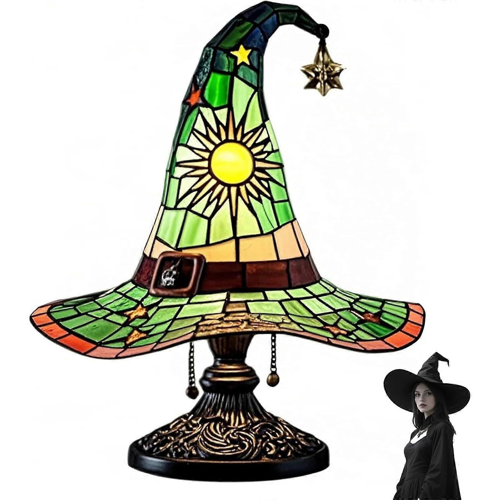 Witch Hat Lamps Handmade Resin Gothic Wizard Hat Shape Lights 20 Cm Stained Glass Witch Hat Lights E 20CM