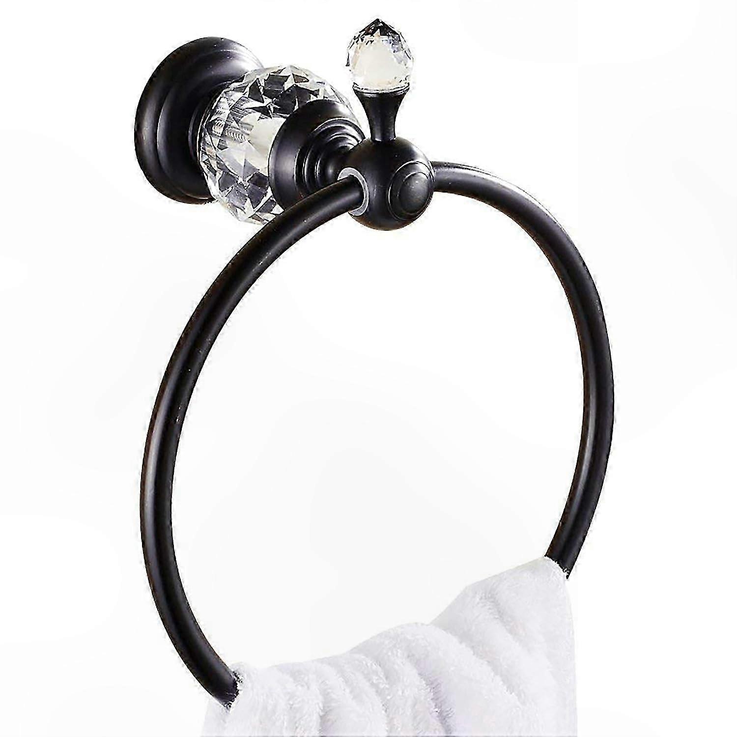 Black Crystal Towel Ring, Brass Material