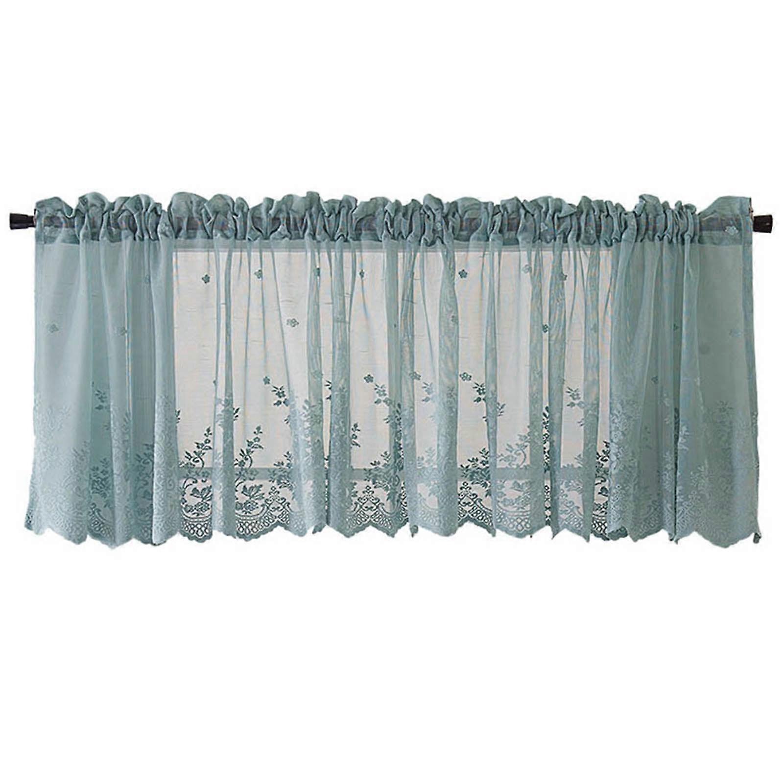 Welling Window Curtain Short Kitchen Valance Drape Polyester Lace Flower Pattern Balcony Curtain for Home