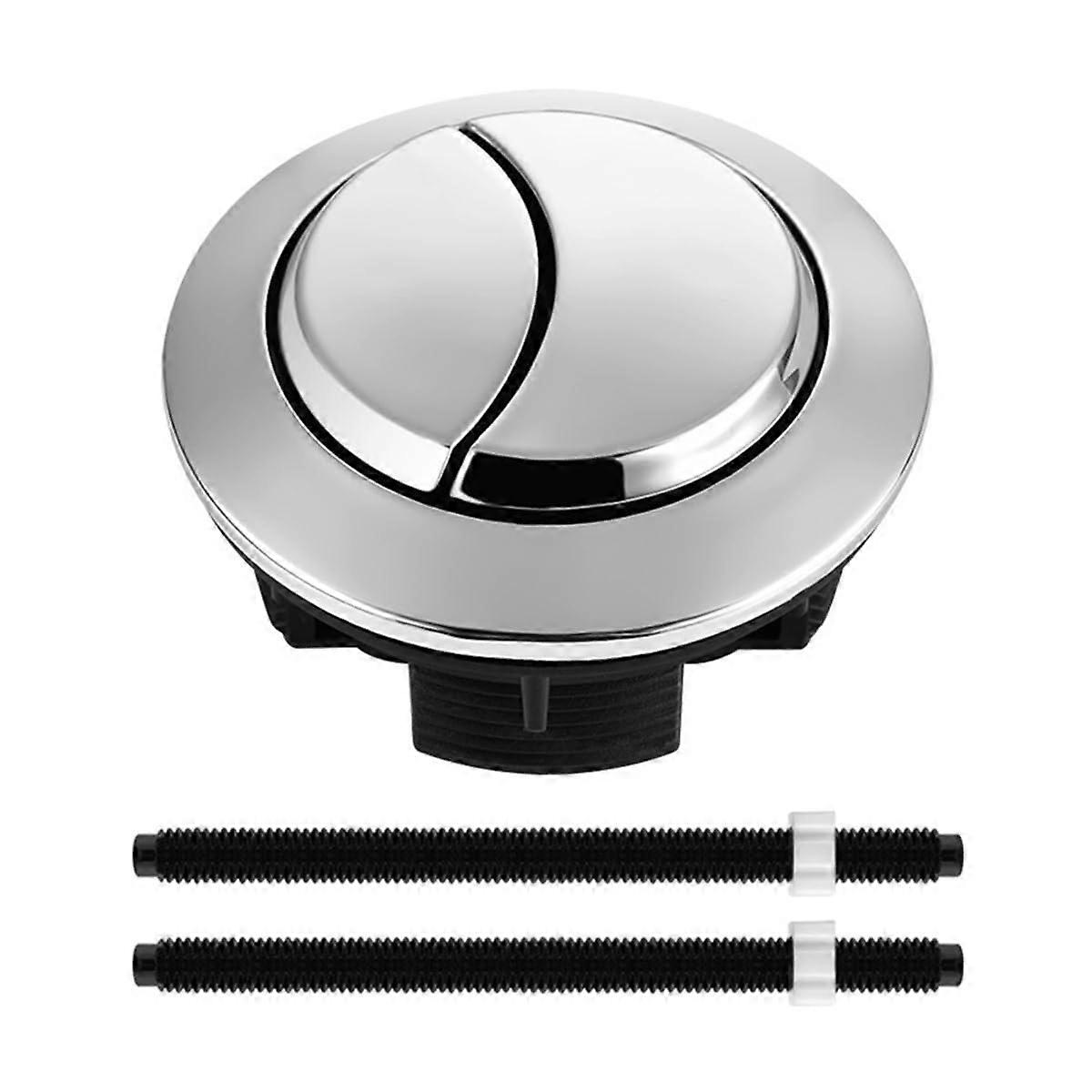 Silver Toilet Flush Button Replacement, Spring DualPress Button, Compatible With Most Toilet Tanks, Part