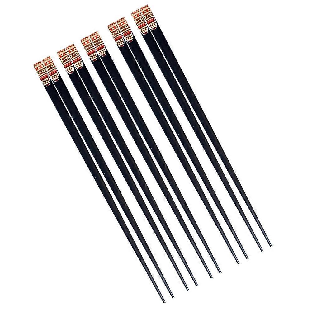 Printed Wooden Chopsticks Tableware Set 10 Pairs Long And Slender Design For Dining And Traveling