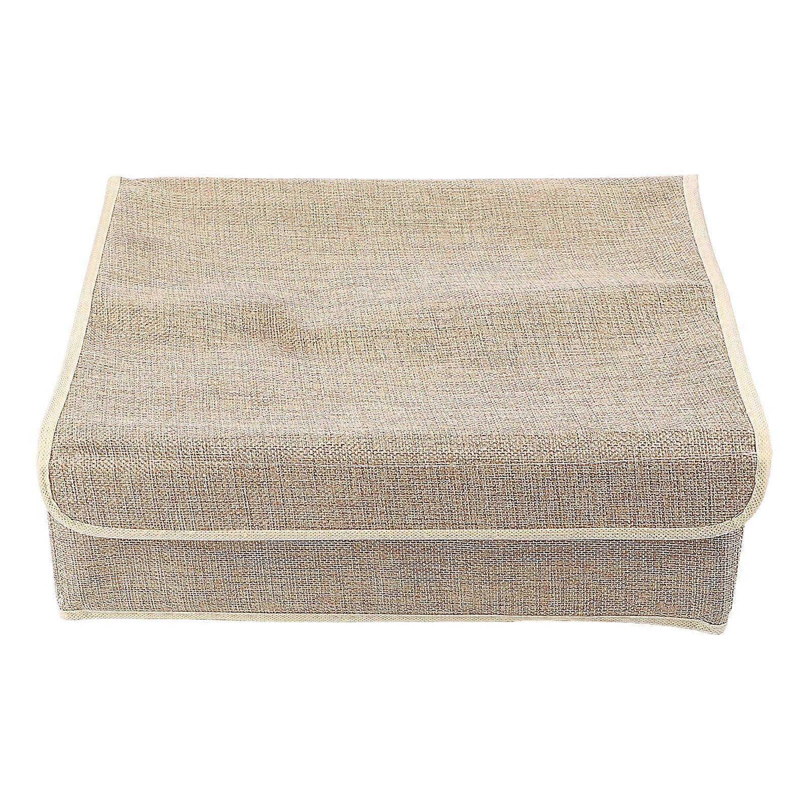 Folding Storage Box 13-Grids Organizer For Closet Use Beige Color Rectangular Cotton 1Pack