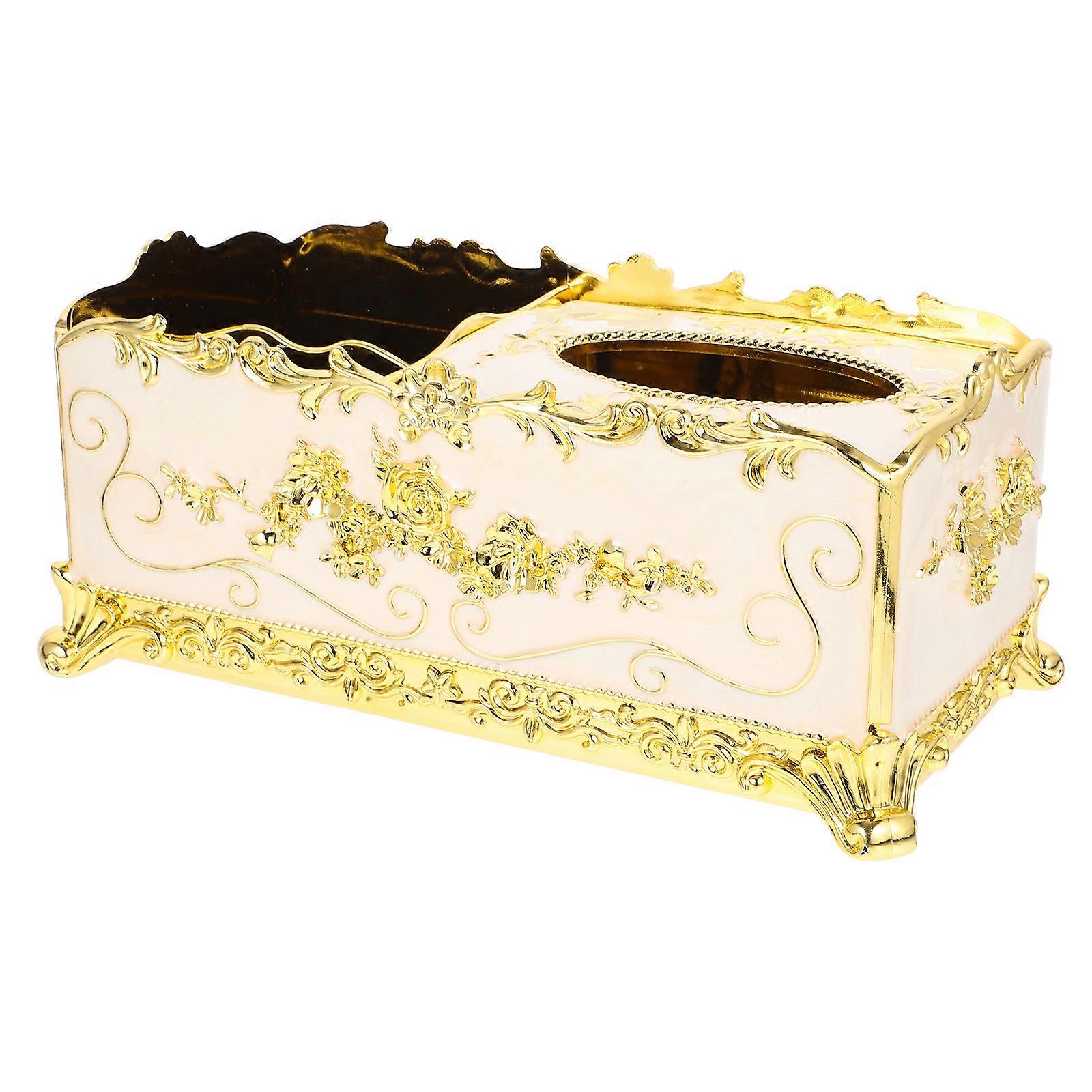 Decorative Tissue Box Holder Acrylic Cover for Storage 2Pcs White