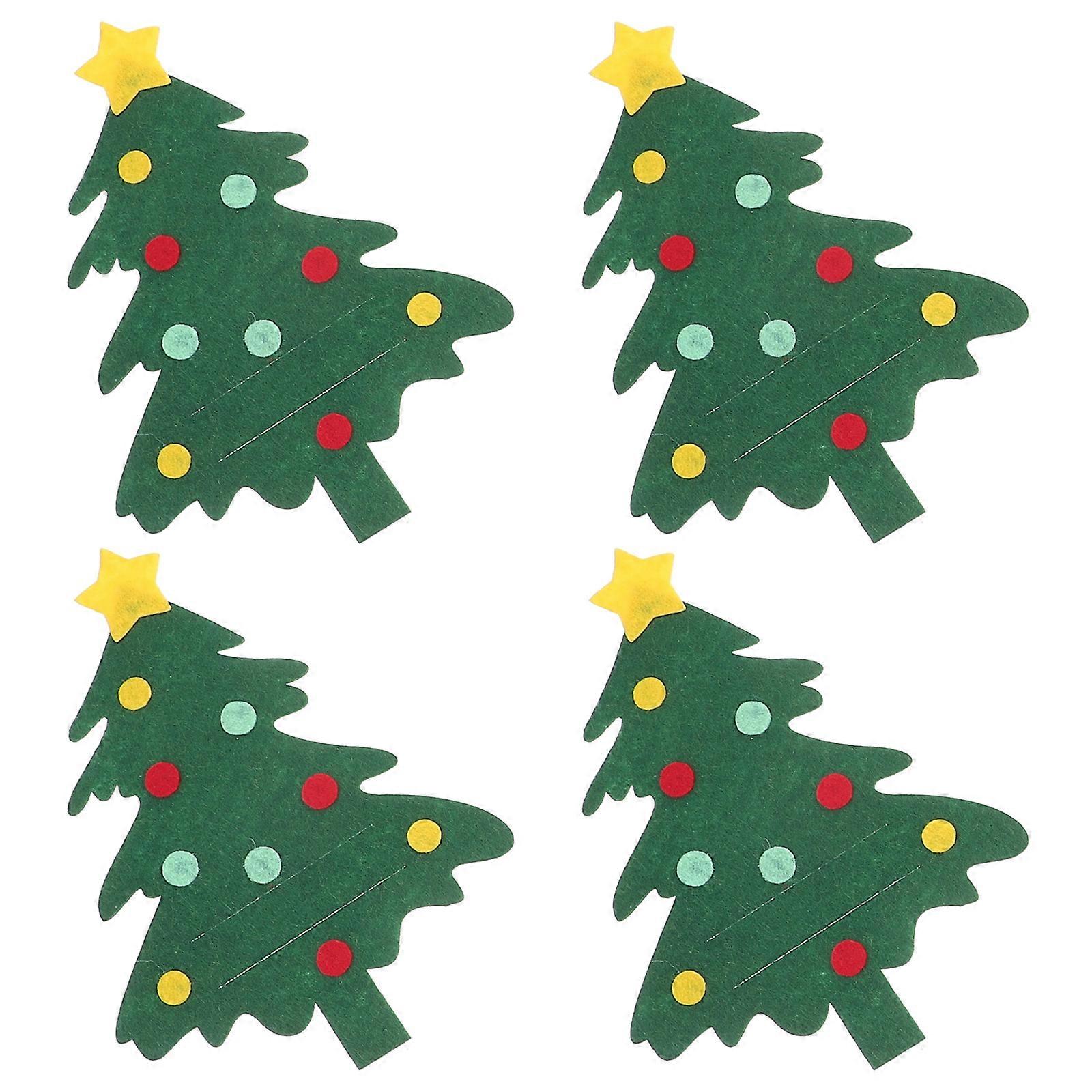 Christmas Silverware Holder Felt Xmas Tree for Party 8Pcs