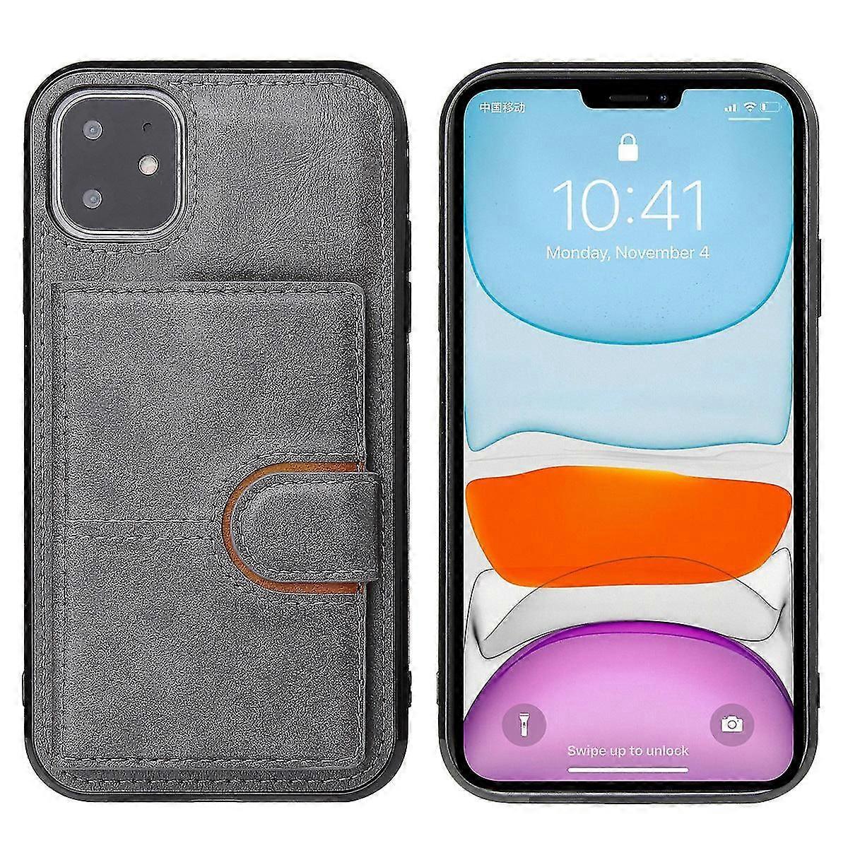 Leather Wallet Case For Iphone Xr Gray Pns-1841