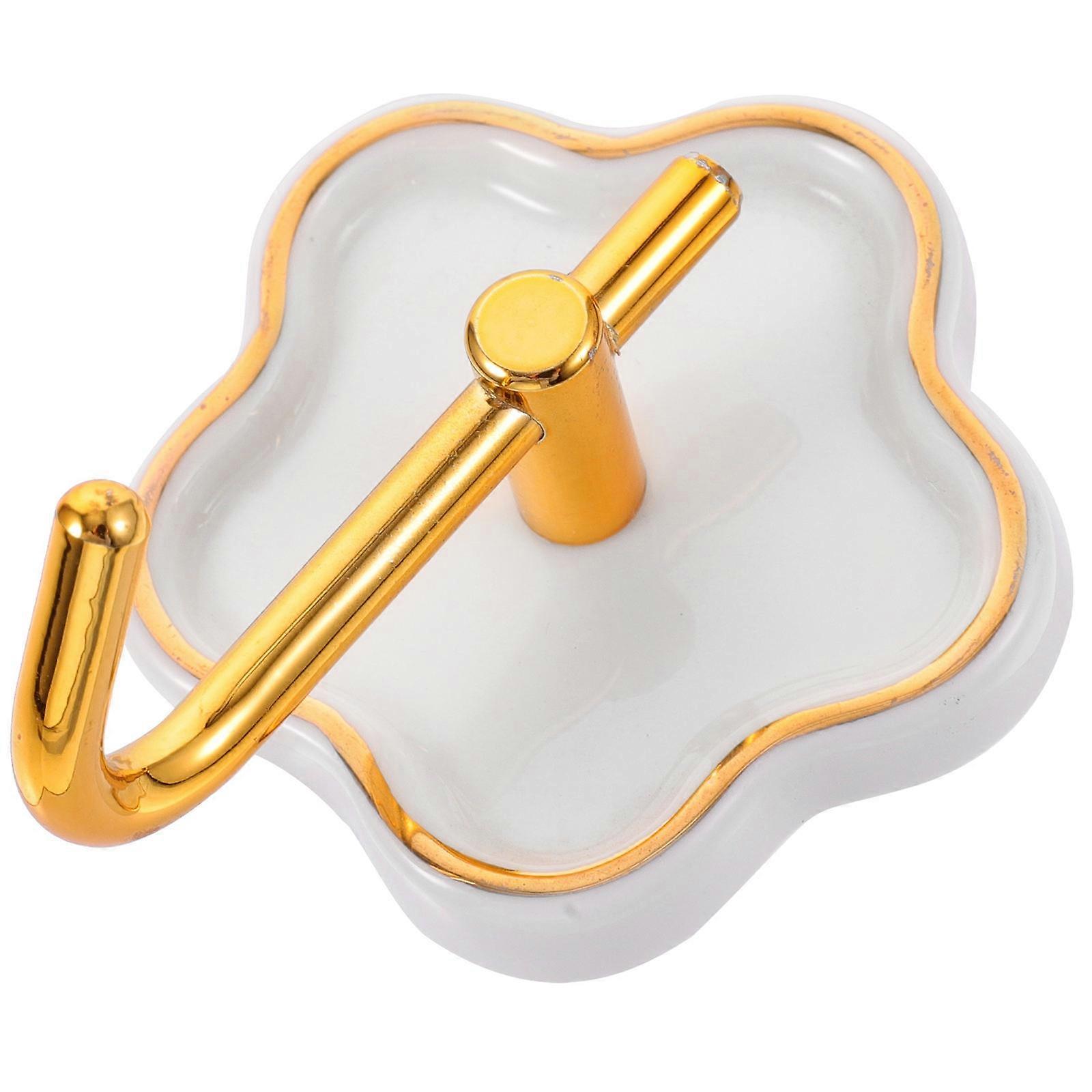 Ceramic Base Adhesive Hooks Clothes Hanger For Room Organization 3.5X2.8X4.7In Multipurpose Use 2Pcs